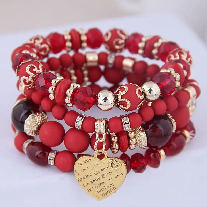 Kymyad 4pcs/Set Bohemia Bracelets Resin Beads Bracelet