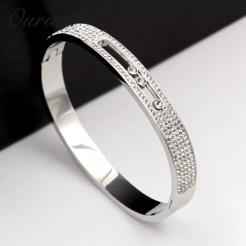 Stone Turnable Bangles for Women Slide Lover Bangles