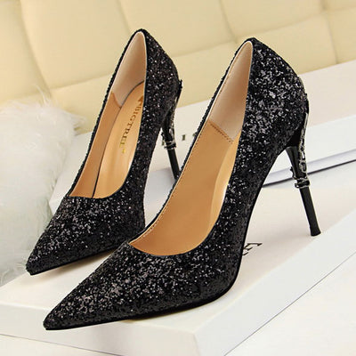 Stylish Good Quality Women Sandals Heel Hot Sale Glitter Sandals