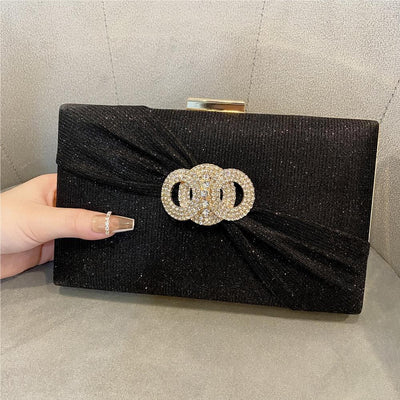 Diamond Button-Filled Square Clutch Bag