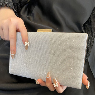 Diamond Button-Filled Square Clutch Bag