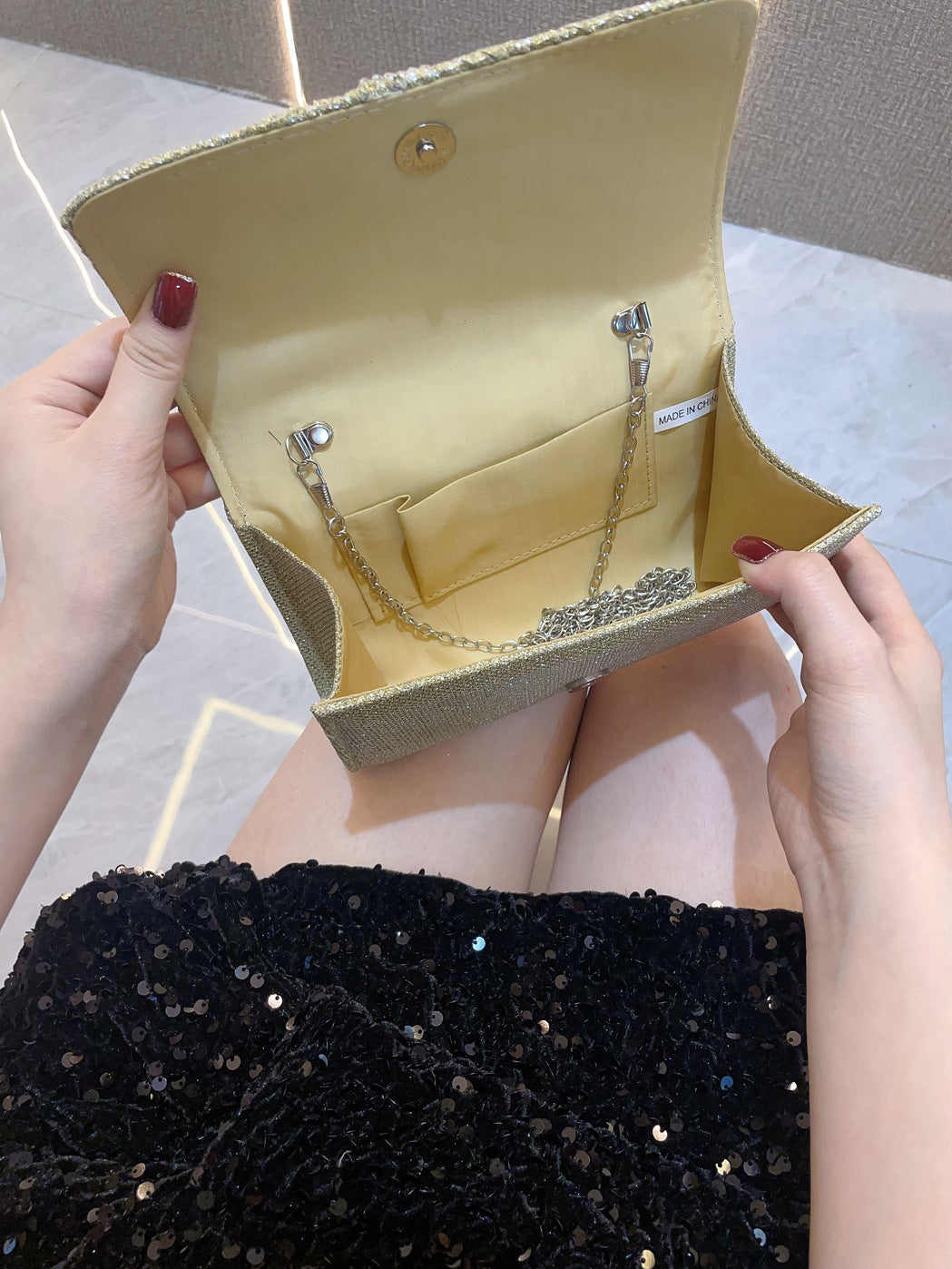 Girl Texture Diamond Bag Evening Dress