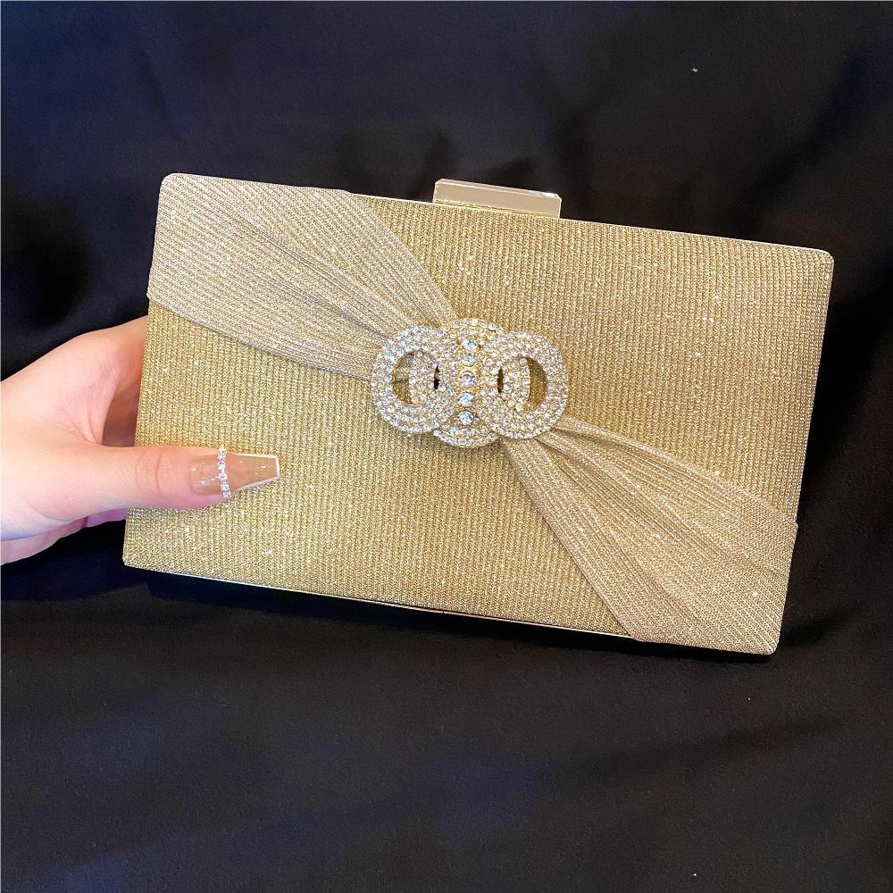 Diamond Button-Filled Square Clutch Bag