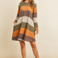 Long Sleeved Rib Stripe Pocket Dress