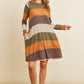 Long Sleeved Rib Stripe Pocket Dress