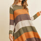 Long Sleeved Rib Stripe Pocket Dress