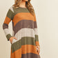 Long Sleeved Rib Stripe Pocket Dress