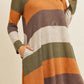 Long Sleeved Rib Stripe Pocket Dress
