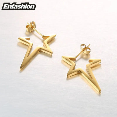 Enfashion Star Earrings Punk Stud Earring Rose Gold Color