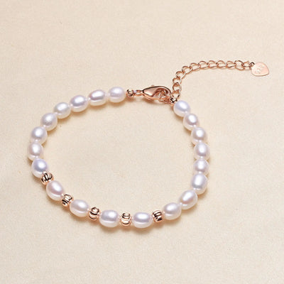 100% Real Freshwater Cultured Pearl Bracelet for Women Girl Gift