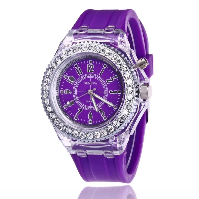 Women Flash Luminous Personalized Rhinestone Led Watch