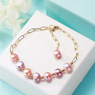 100% Real Freshwater Cultured Pearl Bracelet for Women Girl Gift