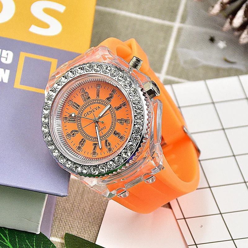 Women Flash Luminous Personalized Rhinestone Led Watch