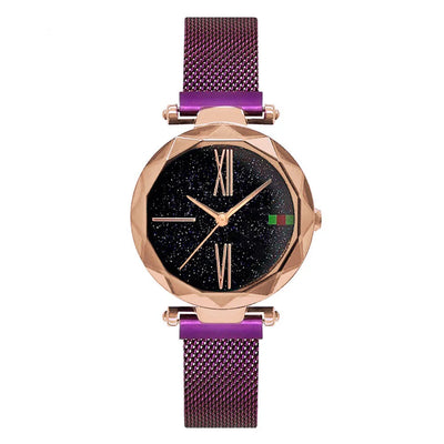 Luxury Rose Gold Women Watches Minimalism Starry Sky Magnet Buckle Fashion