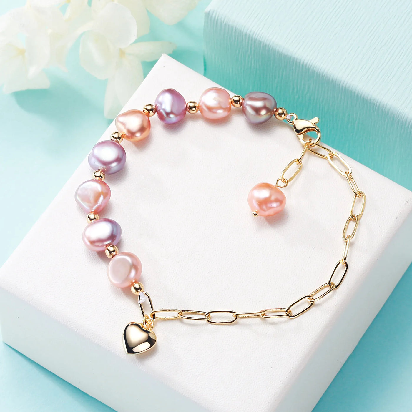 100% Real Freshwater Cultured Pearl Bracelet for Women Girl Gift