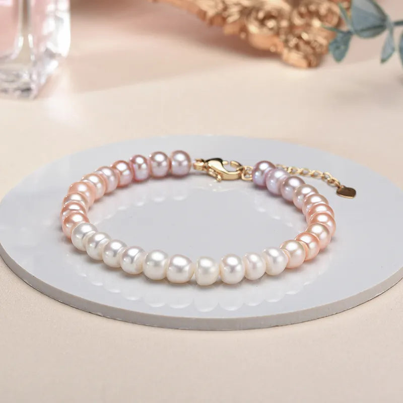 100% Real Freshwater Cultured Pearl Bracelet for Women Girl Gift