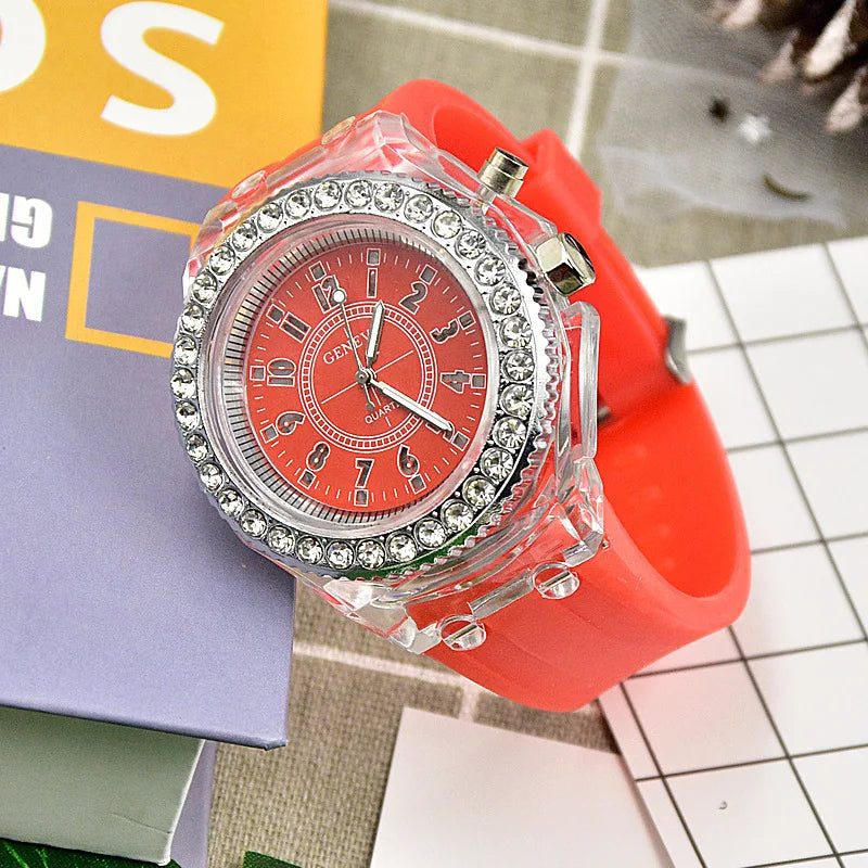 Women Flash Luminous Personalized Rhinestone Led Watch