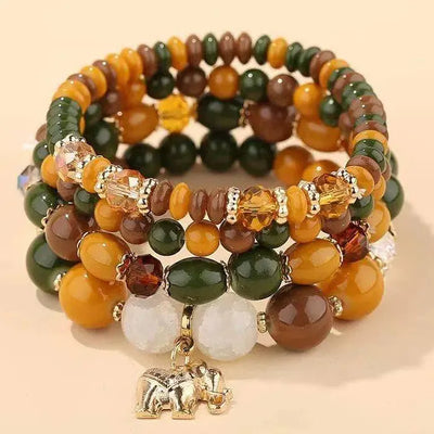 Kymyad 4pcs/Set Bohemia Bracelets Resin Beads Bracelet