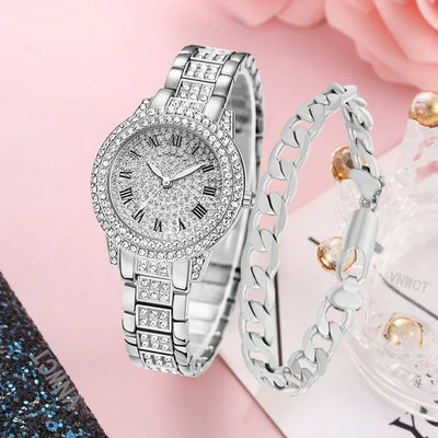 Luxury Women Diamond Watch Chain Bracelet Ladies Quartz Watch