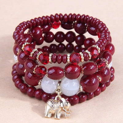 Kymyad 4pcs/Set Bohemia Bracelets Resin Beads Bracelet