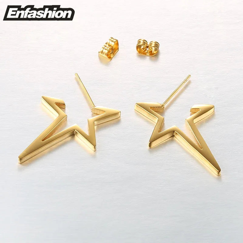 Enfashion Star Earrings Punk Stud Earring Rose Gold Color