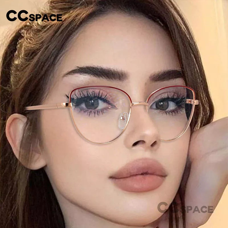 45969 Cat Eye Anti Blue Light Glasses Frames Retro Women Optical Fashion