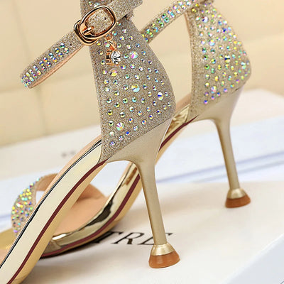 BIGTREE Shoes Rhinestone High Heels