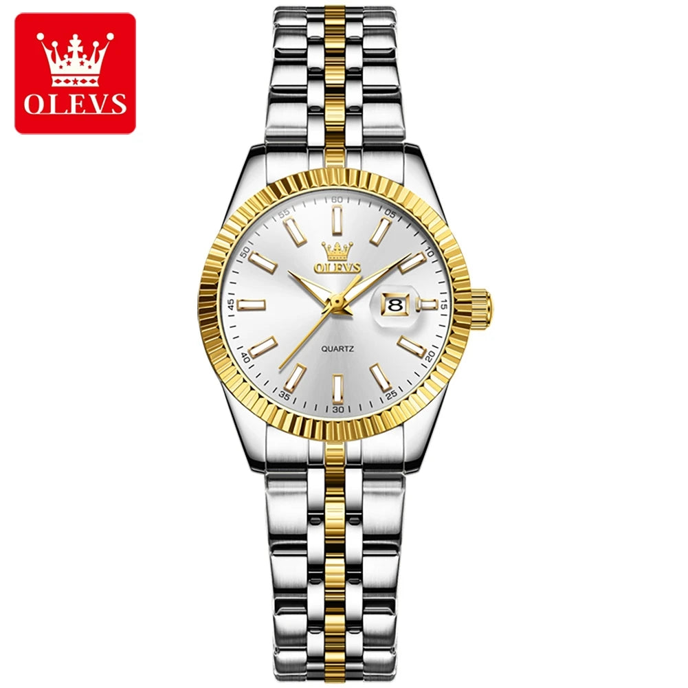Woman Watch Stainless Steel Waterproof Auto Date Elegant Ladies Wristwatch