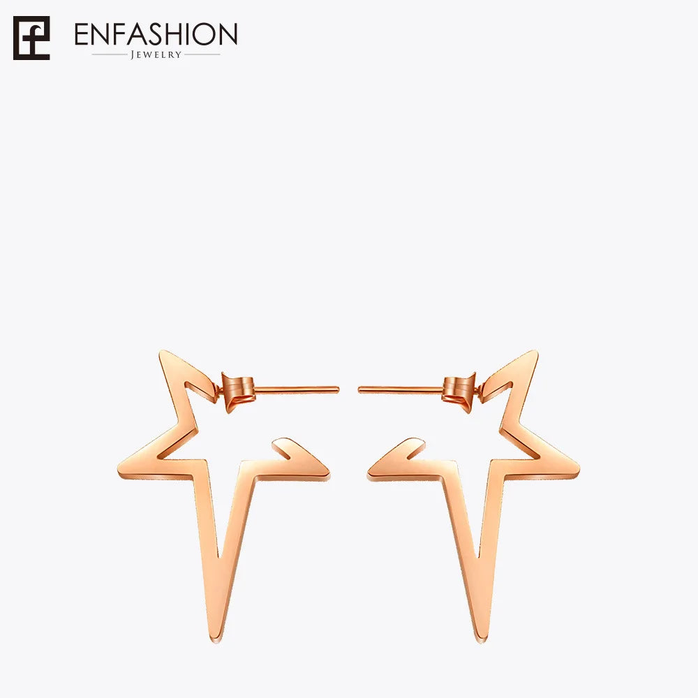 Enfashion Star Earrings Punk Stud Earring Rose Gold Color