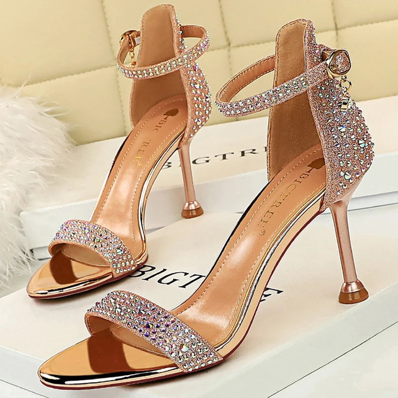 BIGTREE Shoes Rhinestone High Heels