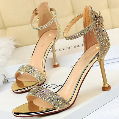 BIGTREE Shoes Rhinestone High Heels