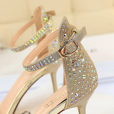 BIGTREE Shoes Rhinestone High Heels