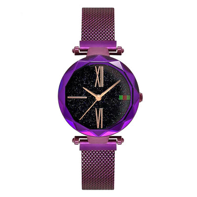 Luxury Rose Gold Women Watches Minimalism Starry Sky Magnet Buckle Fashion