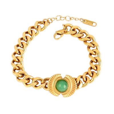Vintage Stainless Steel Bracelet for Women Turquoise Pendant