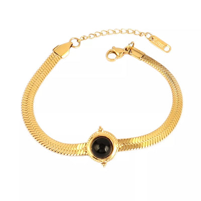 Vintage Stainless Steel Bracelet for Women Turquoise Pendant