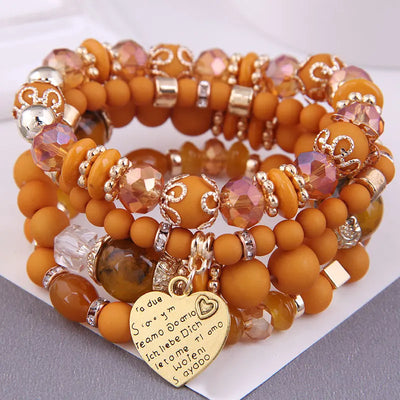 Kymyad 4pcs/Set Bohemia Bracelets Resin Beads Bracelet