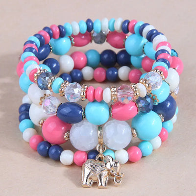 Kymyad 4pcs/Set Bohemia Bracelets Resin Beads Bracelet