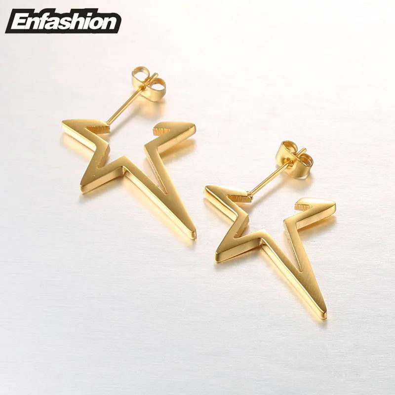 Enfashion Star Earrings Punk Stud Earring Rose Gold Color