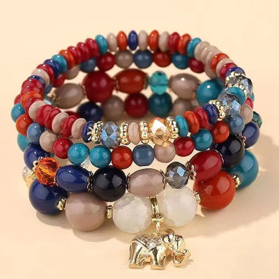 Kymyad 4pcs/Set Bohemia Bracelets Resin Beads Bracelet