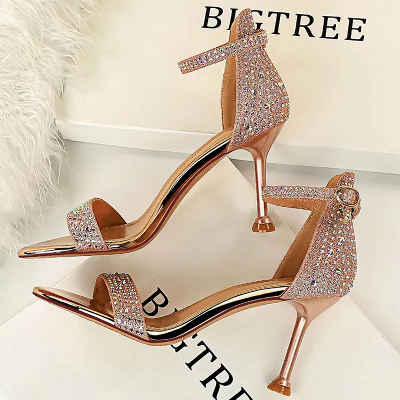 BIGTREE Shoes Rhinestone High Heels