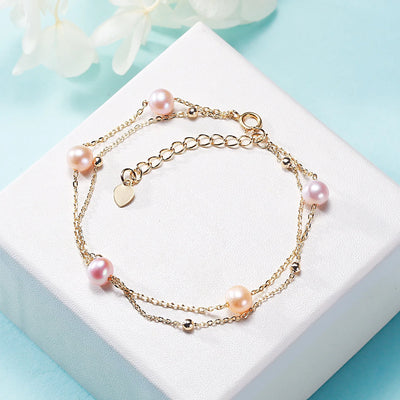 100% Real Freshwater Cultured Pearl Bracelet for Women Girl Gift