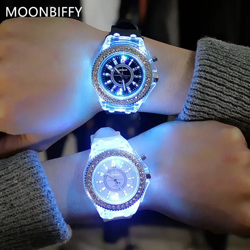 Women Flash Luminous Personalized Rhinestone Led Watch