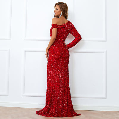 Fiona Red One Shoulder Gown