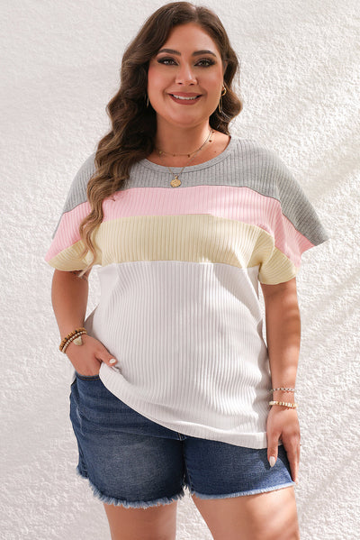 Katelyn Patchwork Ribbed Plus Top